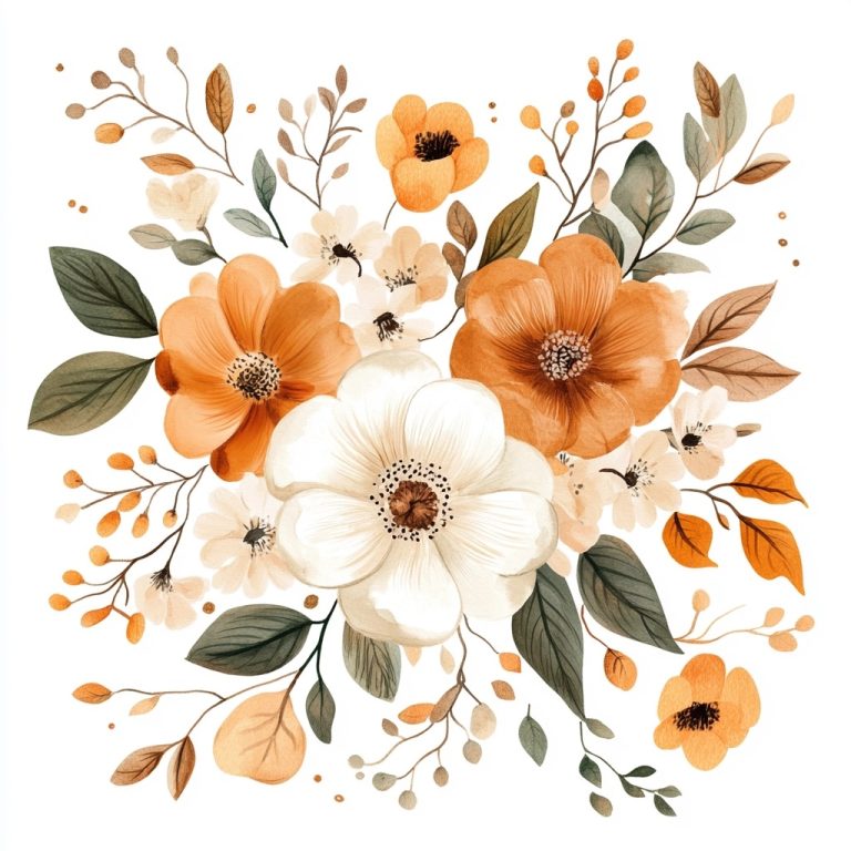 Watercolor Autumn Floral Arrangement