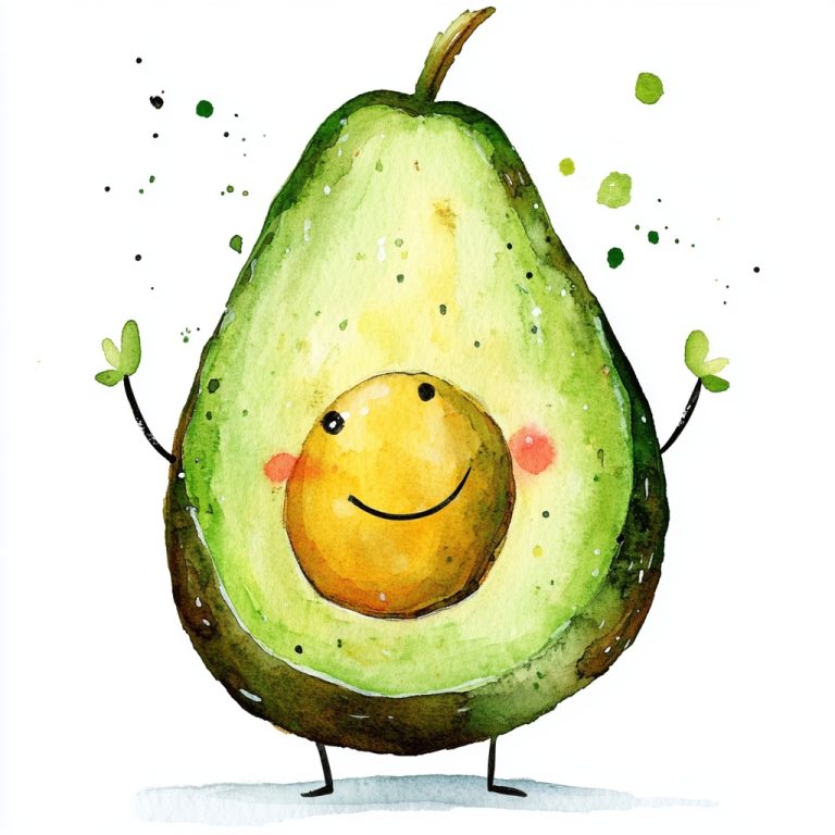 Watercolor Avocado Clipart