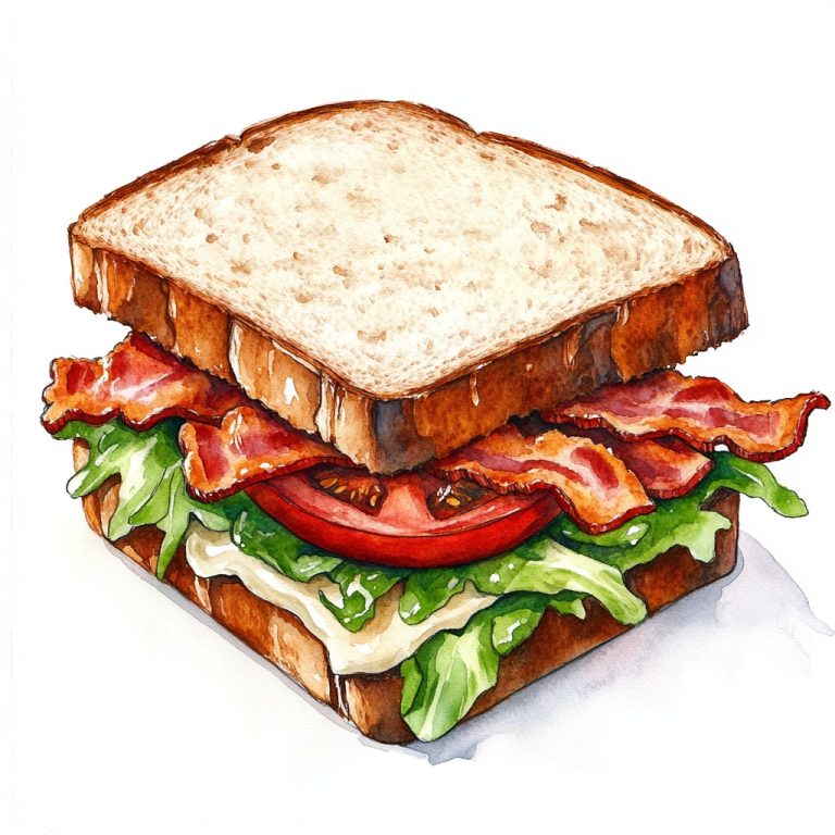 Watercolor BLT Sandwich Illustration