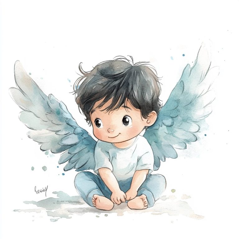 Watercolor Baby Angel Illustration