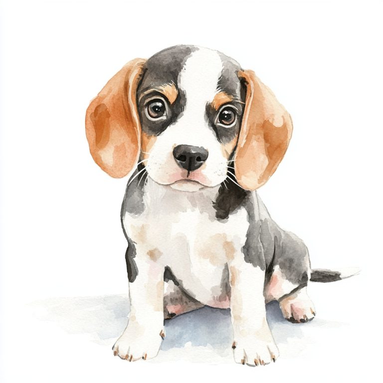 Watercolor Baby Beagle Illustration