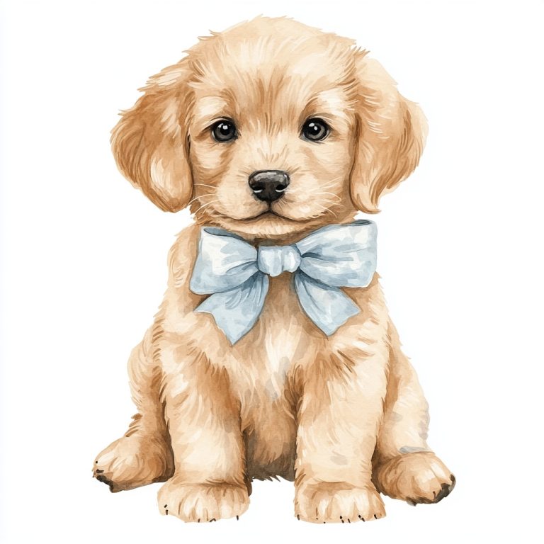 Watercolor Baby Golden Retriever