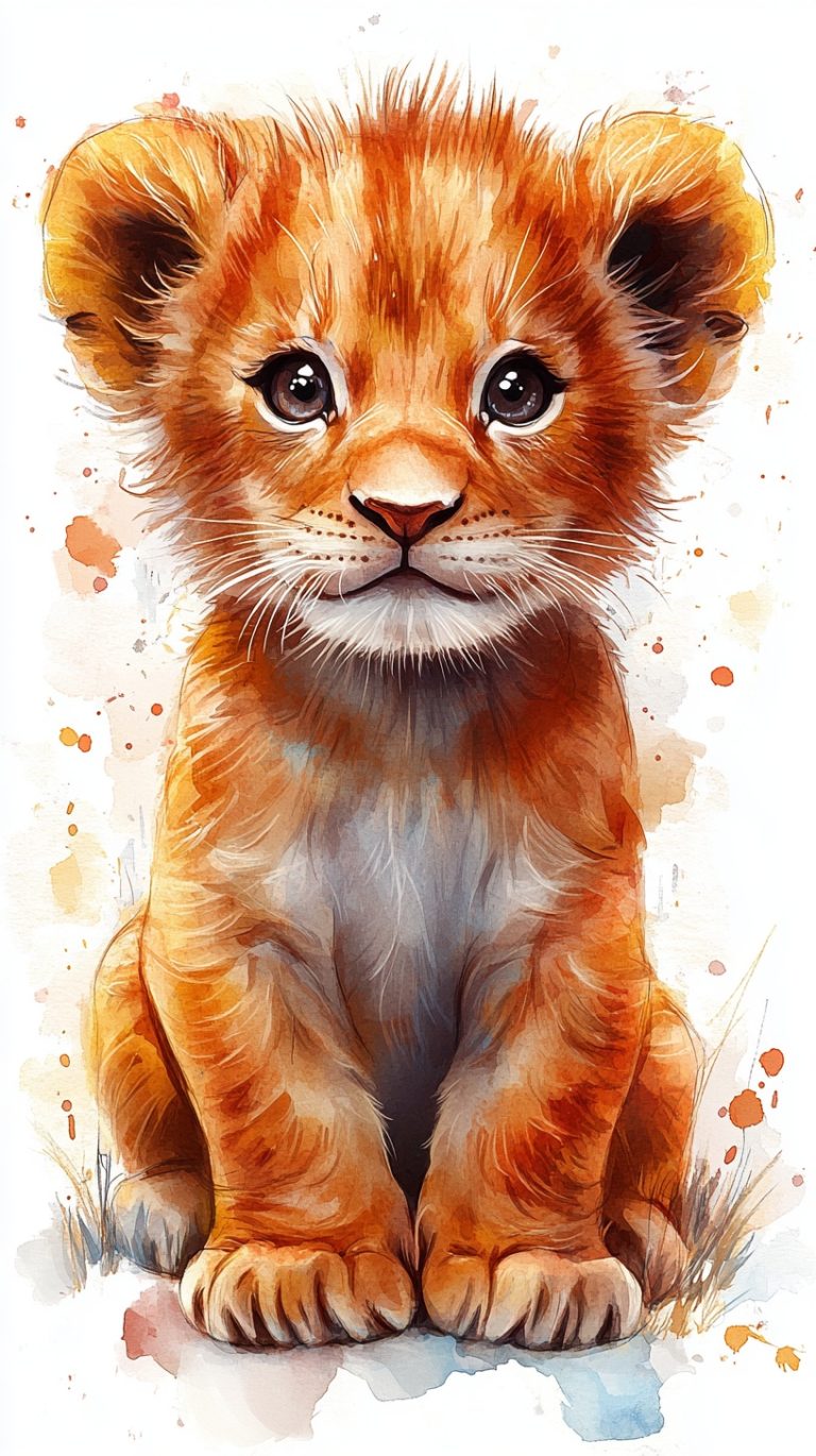 Watercolor Baby Lion