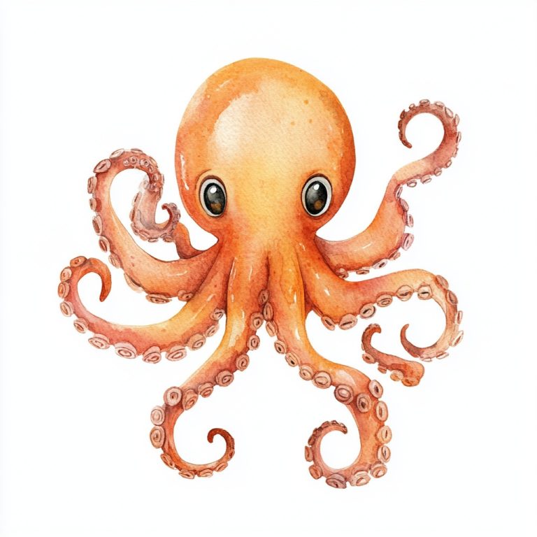 Watercolor Baby Octopus