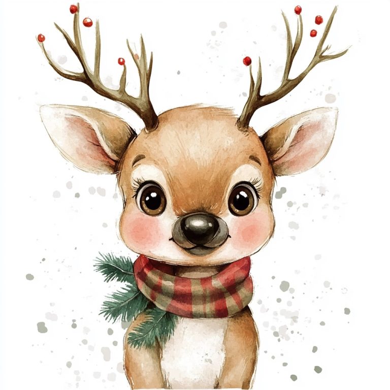 Watercolor Baby Reindeer Clipart 1