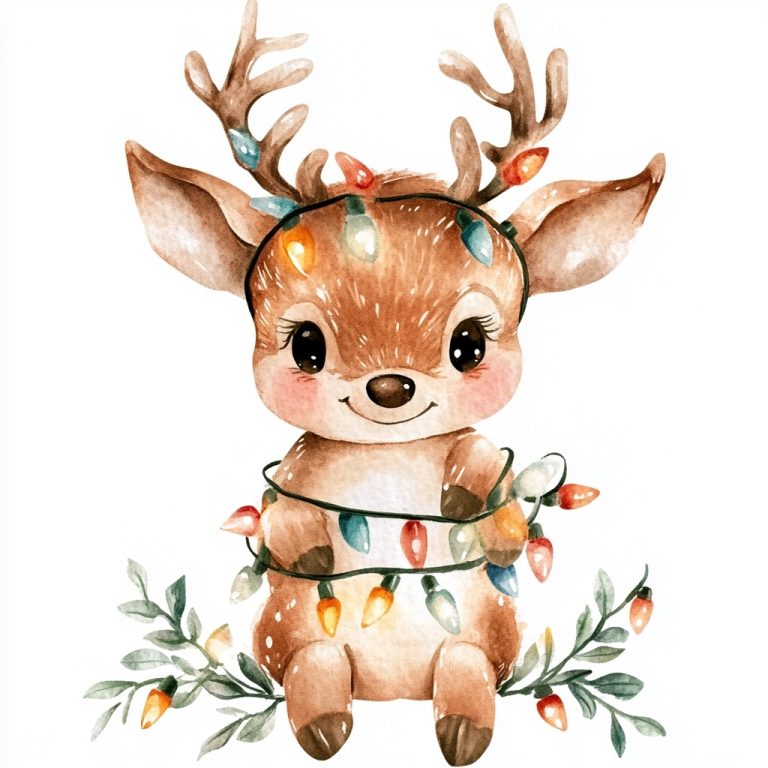 Watercolor Baby Reindeer Clipart