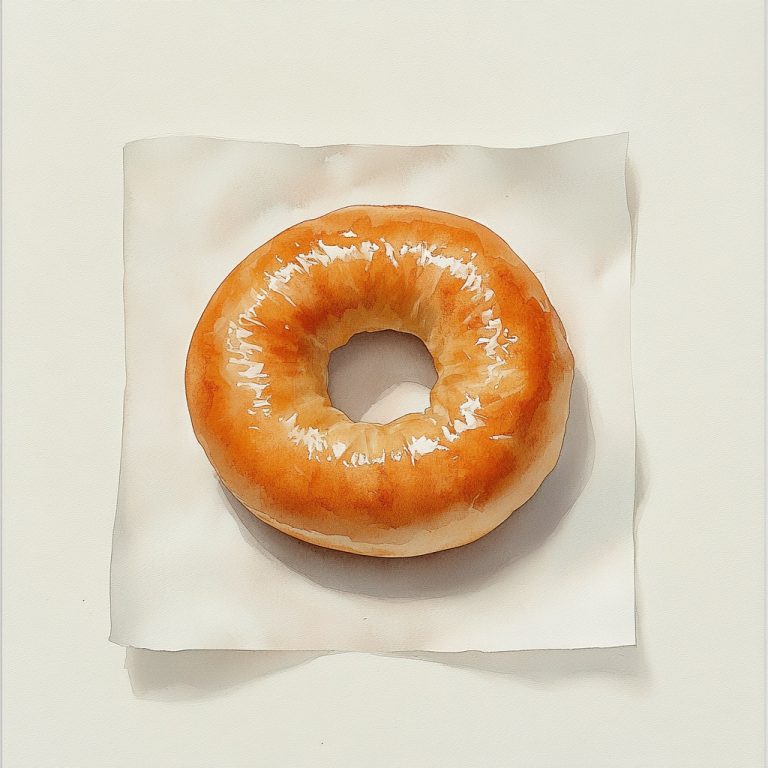 Watercolor Bagel on Paper