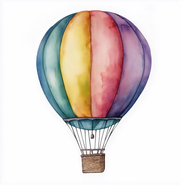 Watercolor Balloon on White