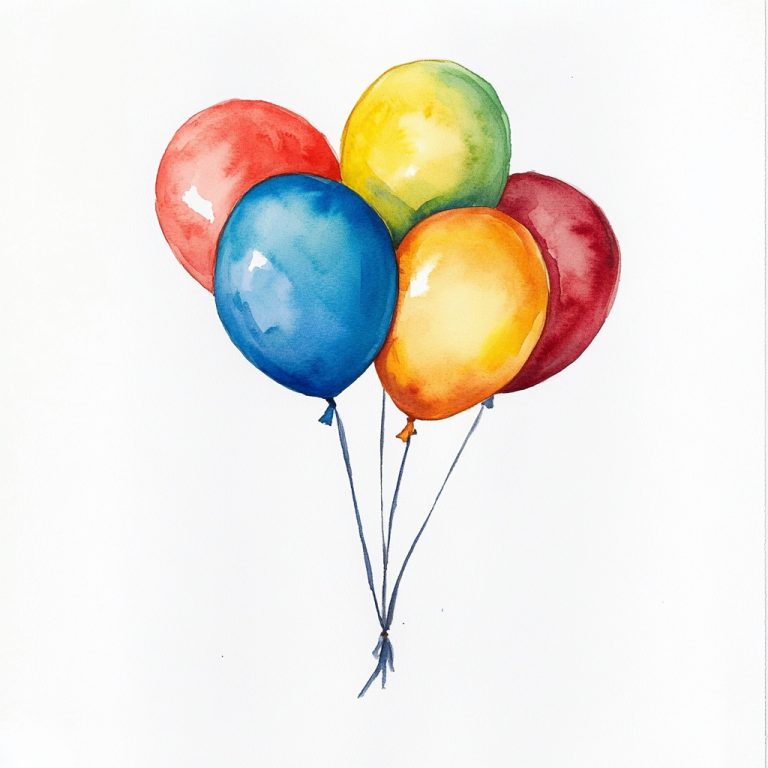 Watercolor Balloons in Flight