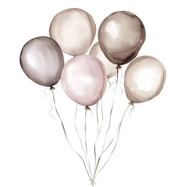 Watercolor Balloons in Neutrals