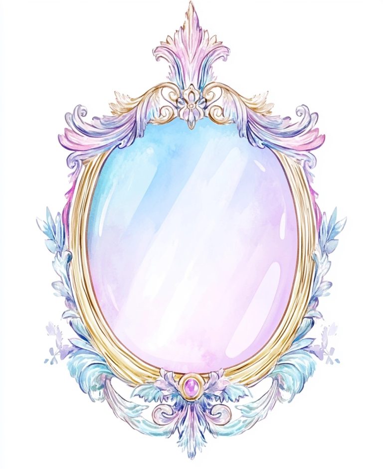 Watercolor Baroque Mirror Clipart