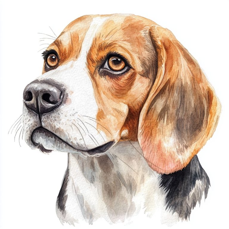 Watercolor Beagle Portrait