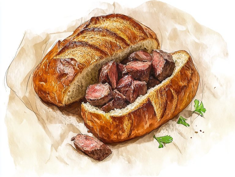 Watercolor Beef Bread Dish