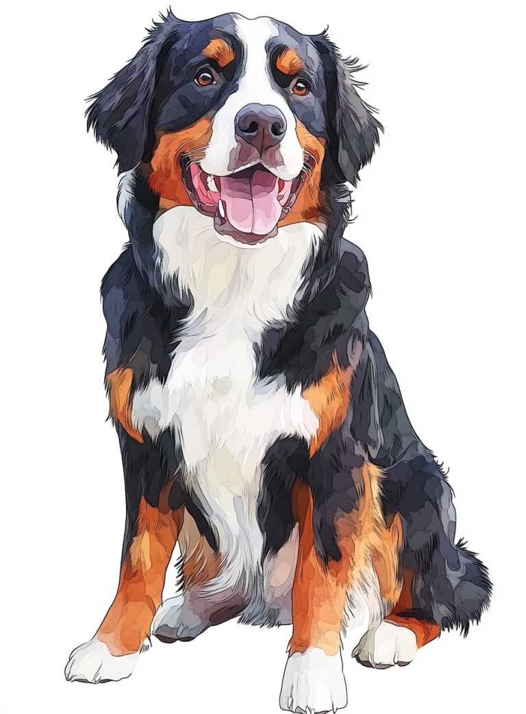 Watercolor Bernese Dog Clipart