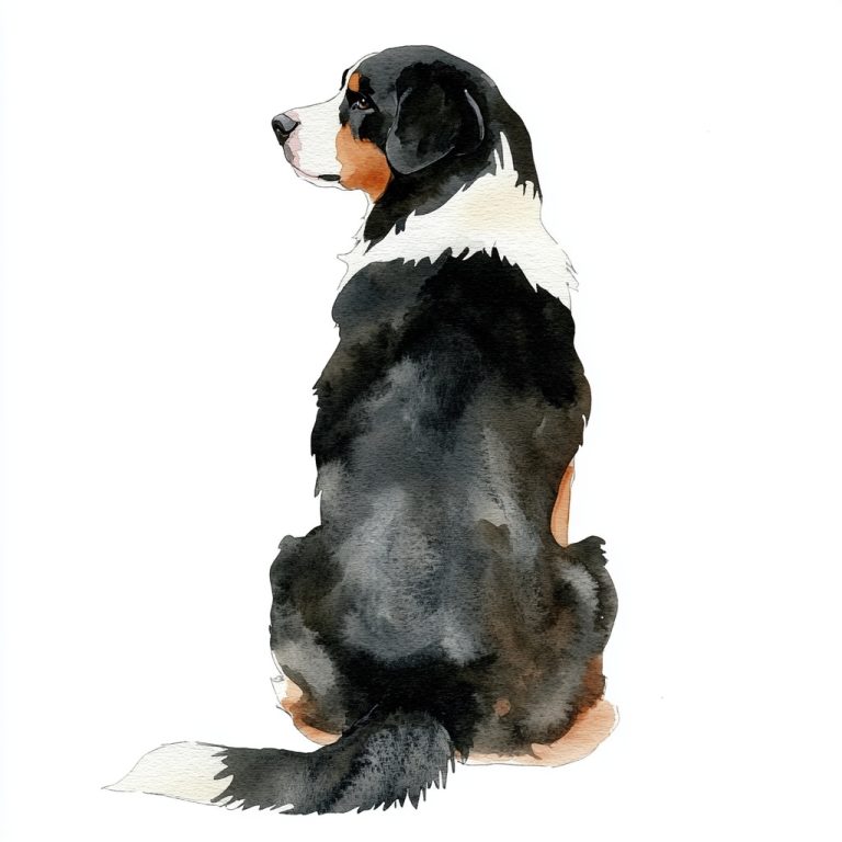 Watercolor Bernese Dog Profile