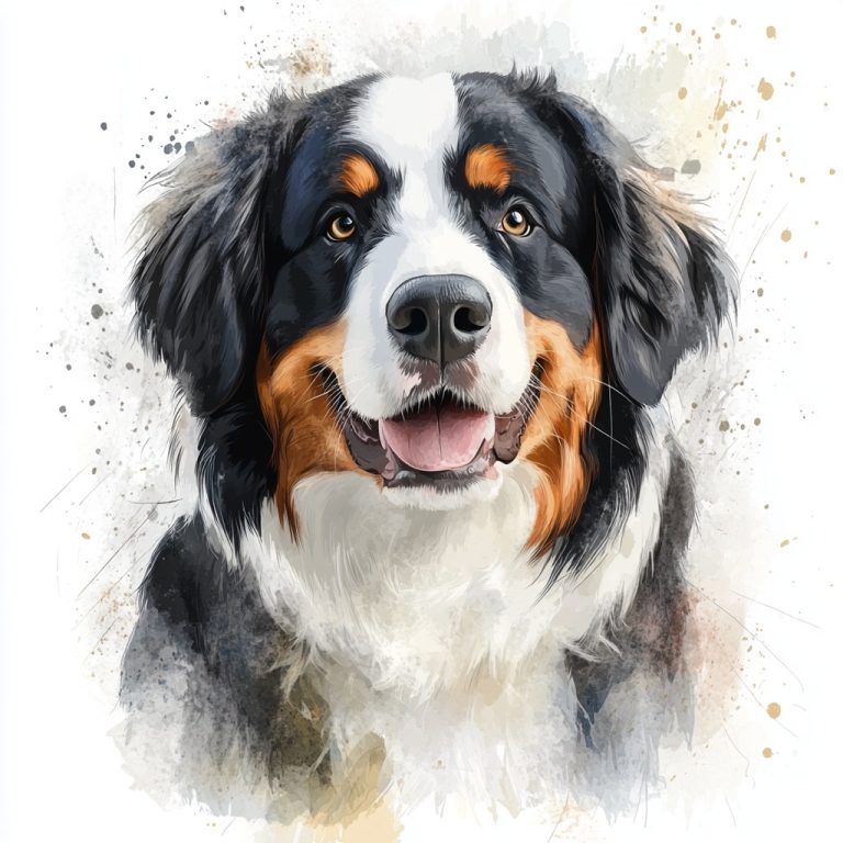 Watercolor Bernese Portrait