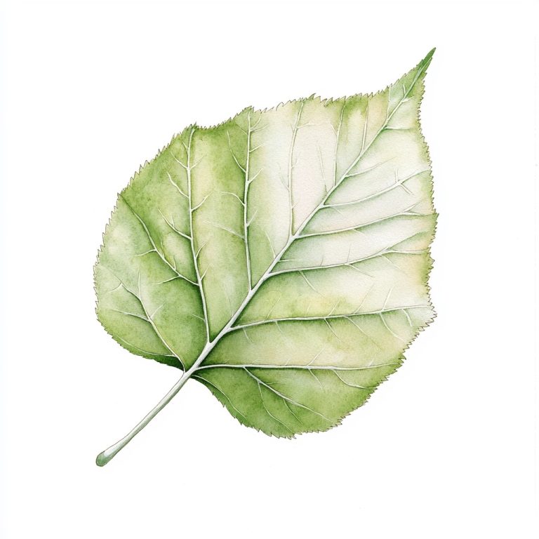 Watercolor Birch Leaf Detail