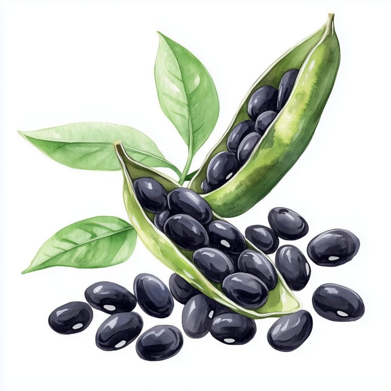 Watercolor Black Beans Composition