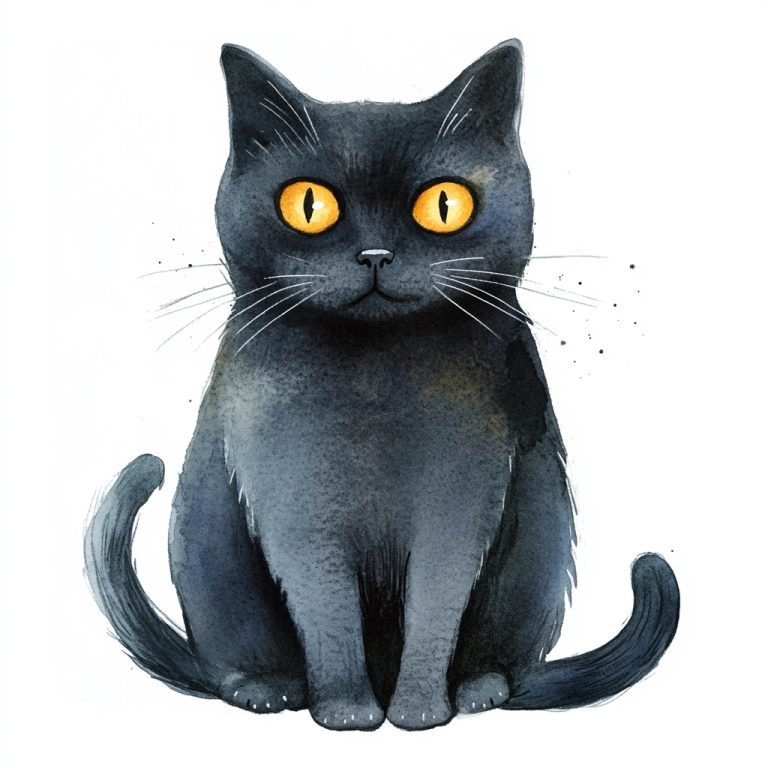 Watercolor Black Cat