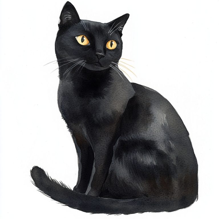 Watercolor Black Cat Clipart