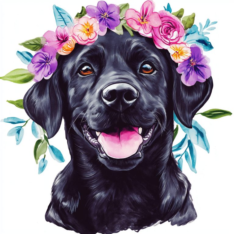 Watercolor Black Labrador Portrait