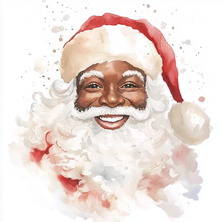 Watercolor Black Santa Claus