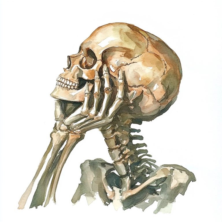 Watercolor Black Tebow Skeleton