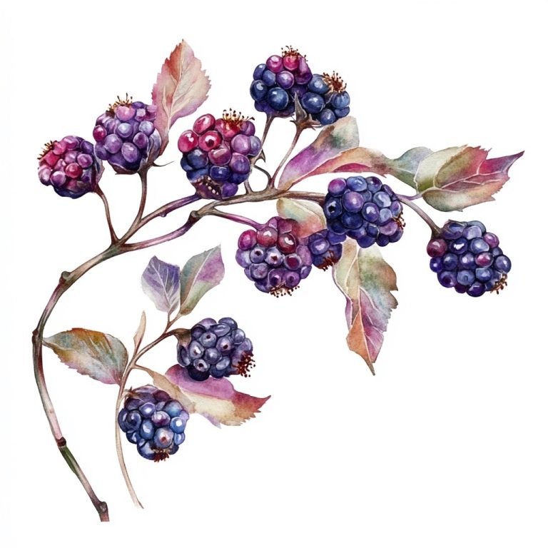 Watercolor Blackberry Branch