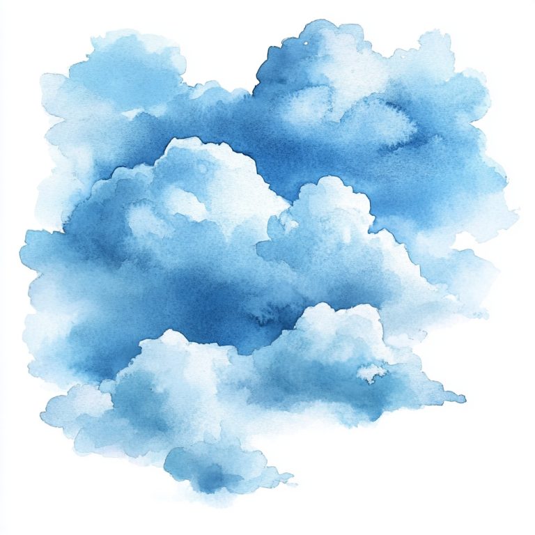 Watercolor Blue Clouds Clipart