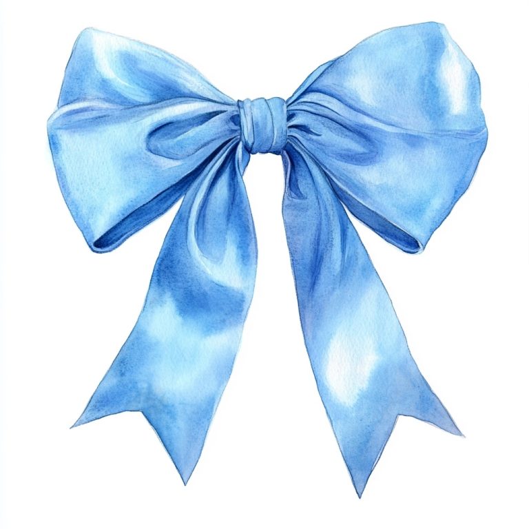 Watercolor Blue Coquette Bow