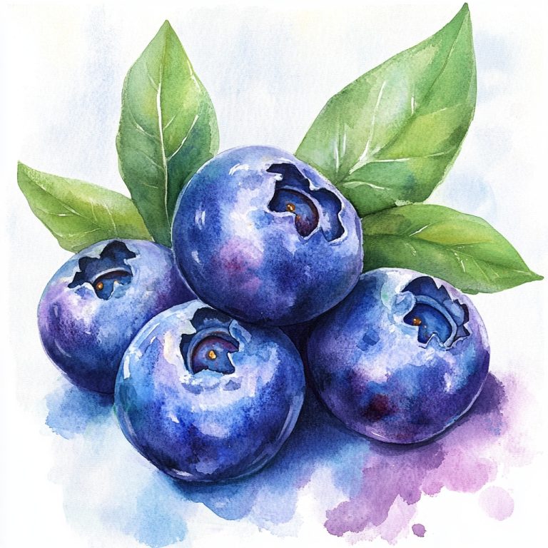 Watercolor Blueberries Illustration