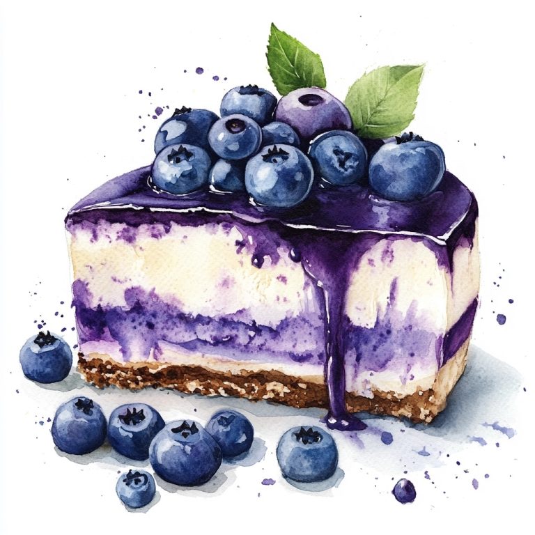 Watercolor Blueberry Cheesecake