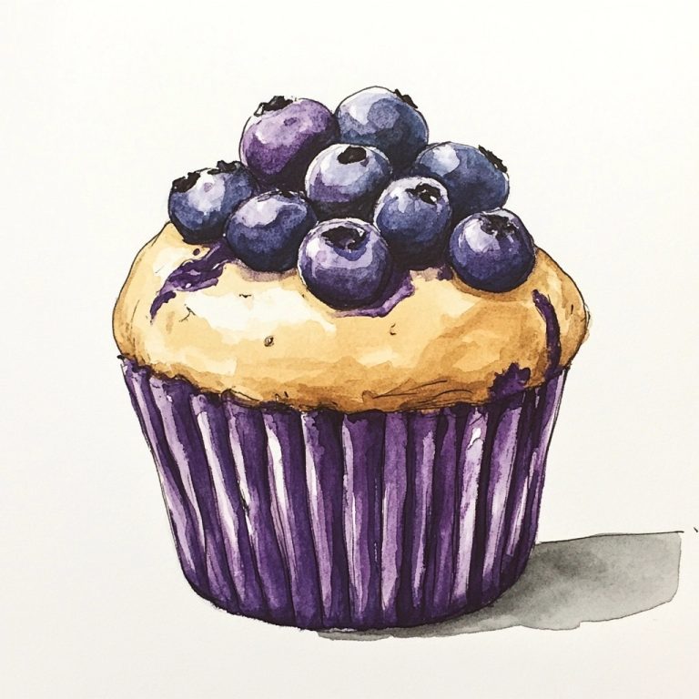 Watercolor Blueberry Muffin