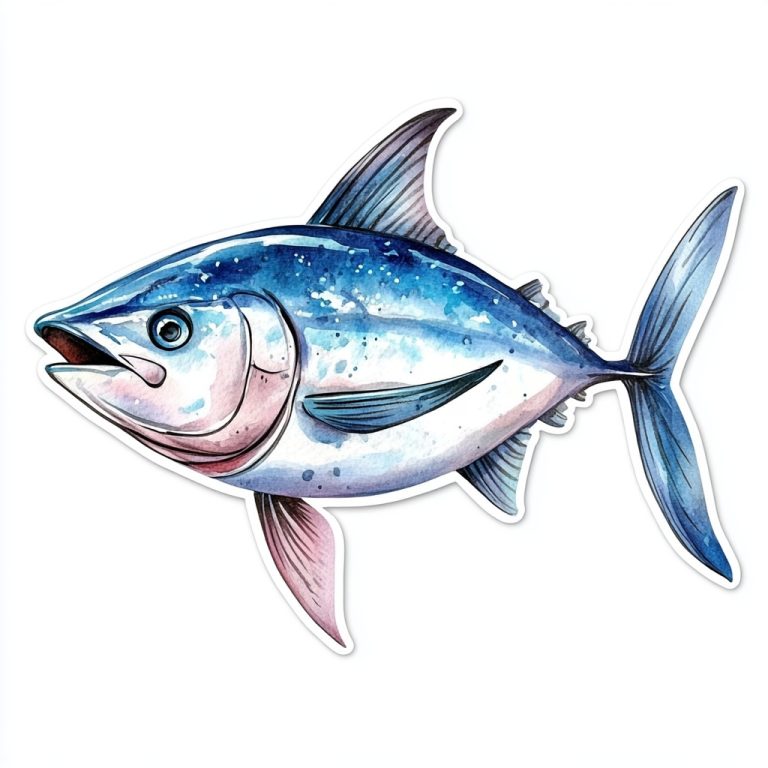 Watercolor Bluefin Tuna Sticker