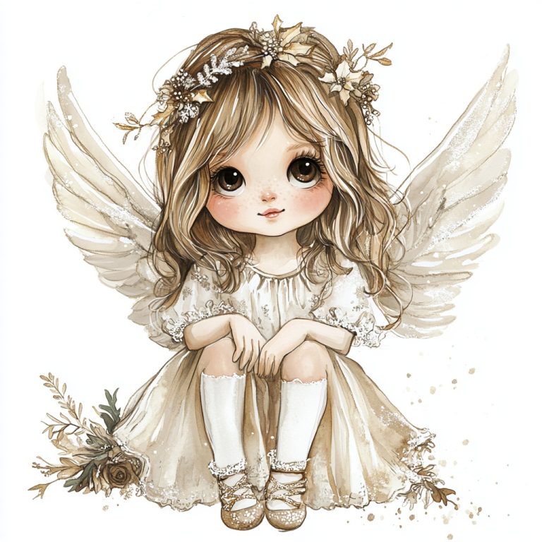 Watercolor Boho Christmas Angel 1