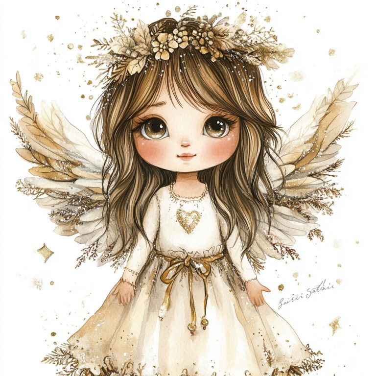 Watercolor Boho Christmas Angel