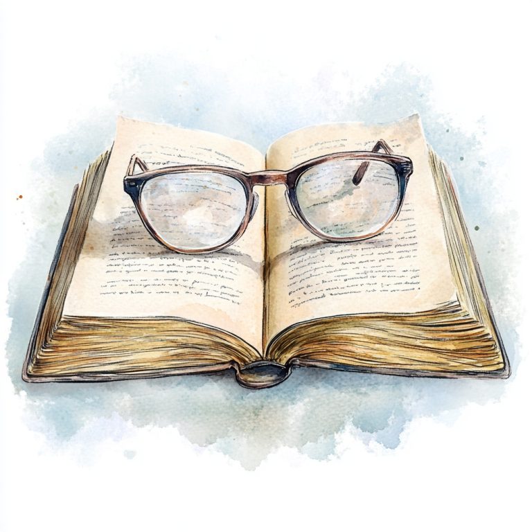 Watercolor Book and Glasses