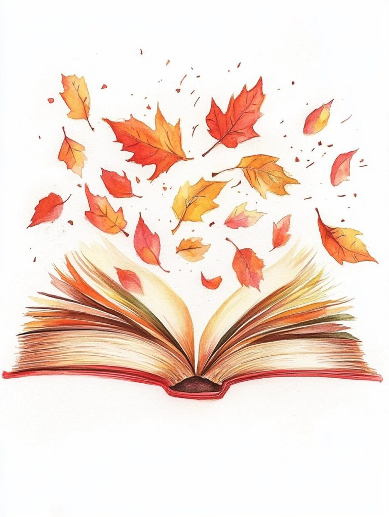 Watercolor Book with Leaves