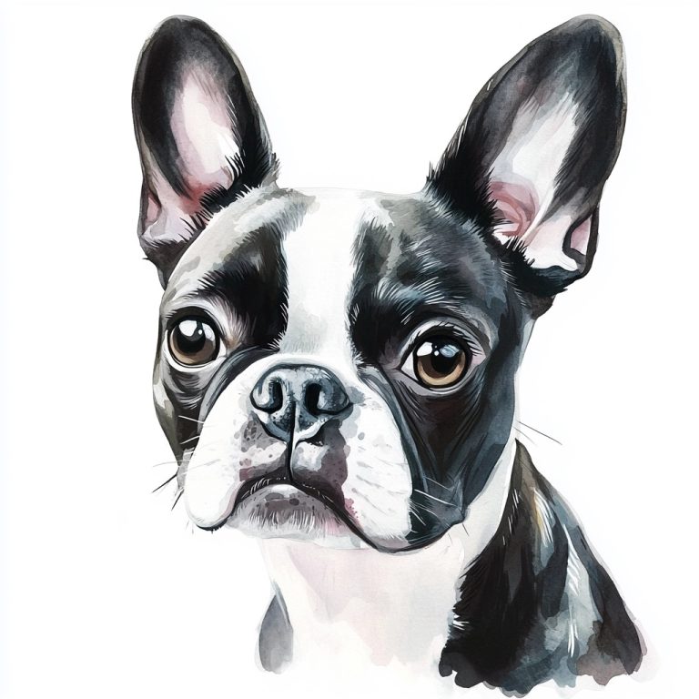 Watercolor Boston Terrier Head