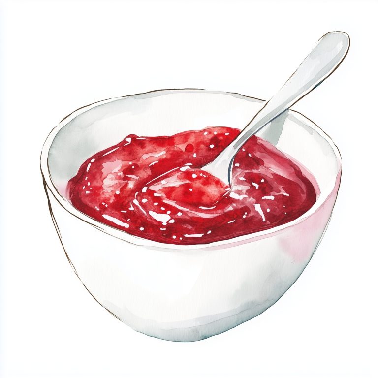 Watercolor Bowl with Jam