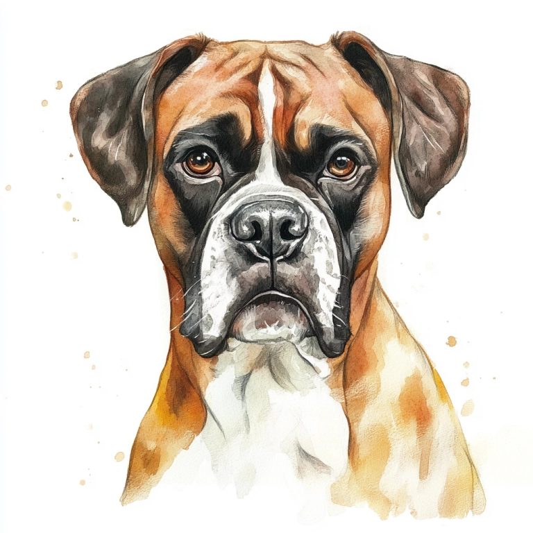 Watercolor Boxer Illustration