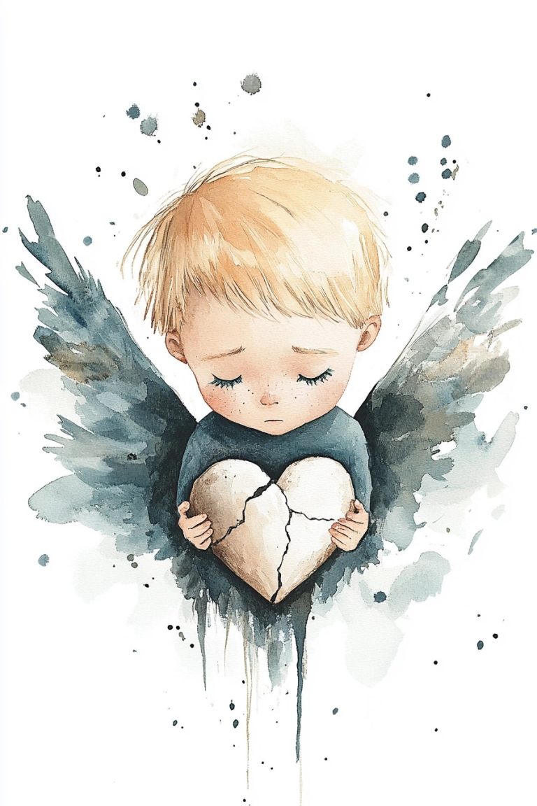 Watercolor Boy with Heart