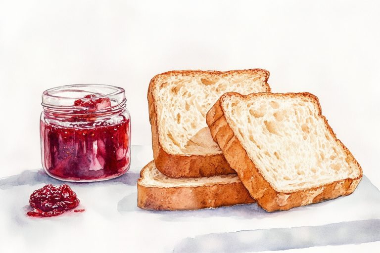 Watercolor Bread Jam Still Life