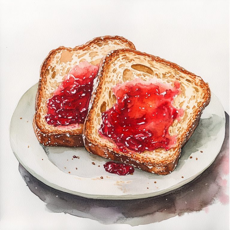 Watercolor Bread and Jam