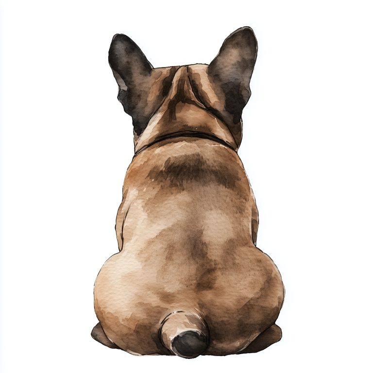 Watercolor Bulldog Backside