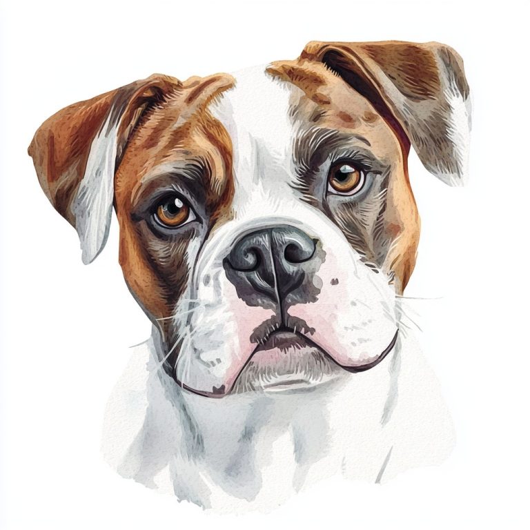 Watercolor Bulldog Head Illustration