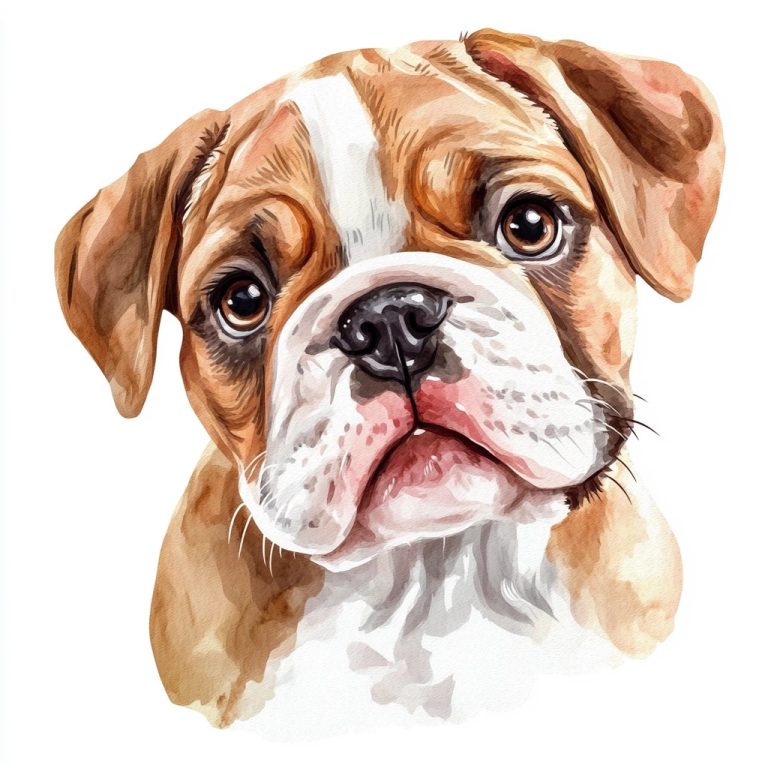 Watercolor Bulldog Puppy Clipart