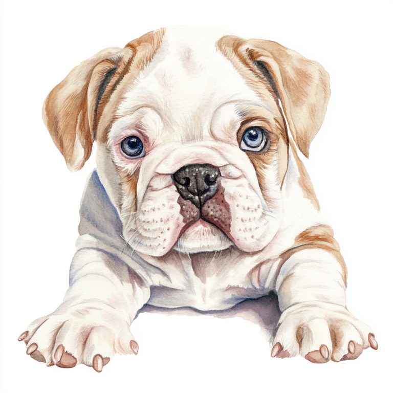 Watercolor Bulldog Puppy Illustration