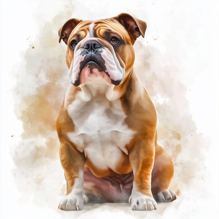 Watercolor Bulldog on White