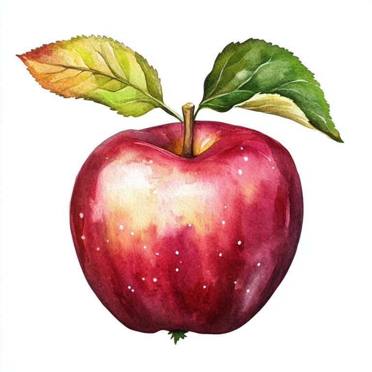 Watercolor Burgundy Autumn Apple